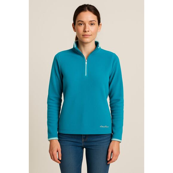Eddie bauer polartec fleece quarter zip turquoise outdoor pullover xs womens - Picture 2 of 9